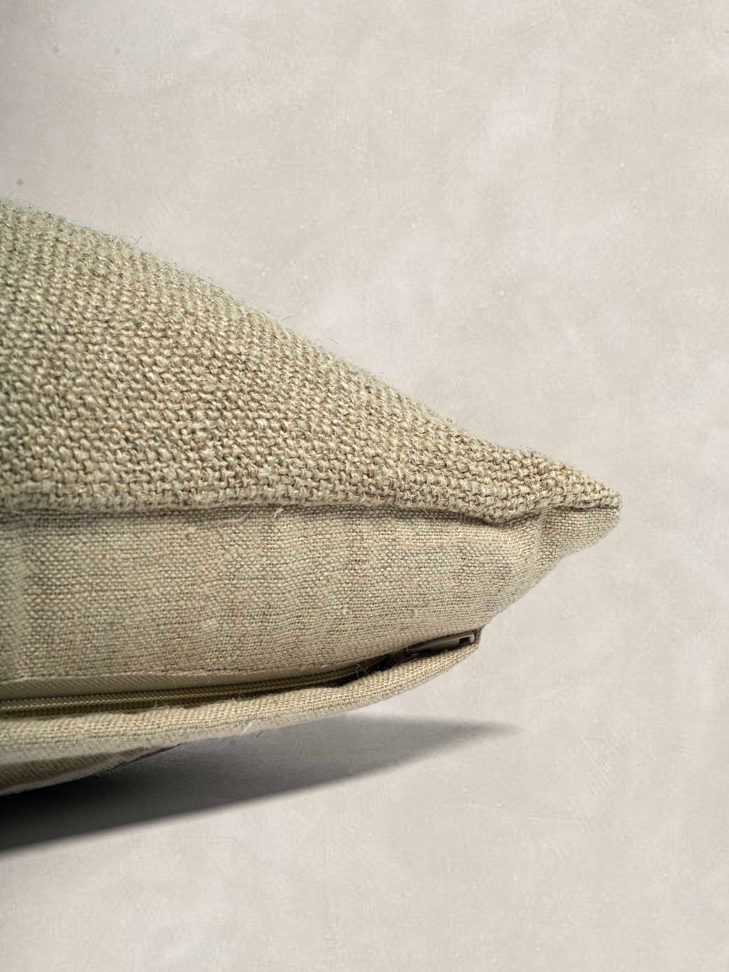 Woven Cushion Cover with Plain Natural Linen at the back