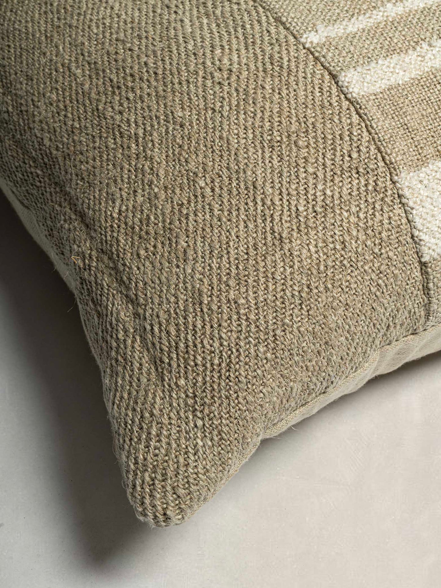 Woven Cushion Cover with Plain Natural Linen at the back