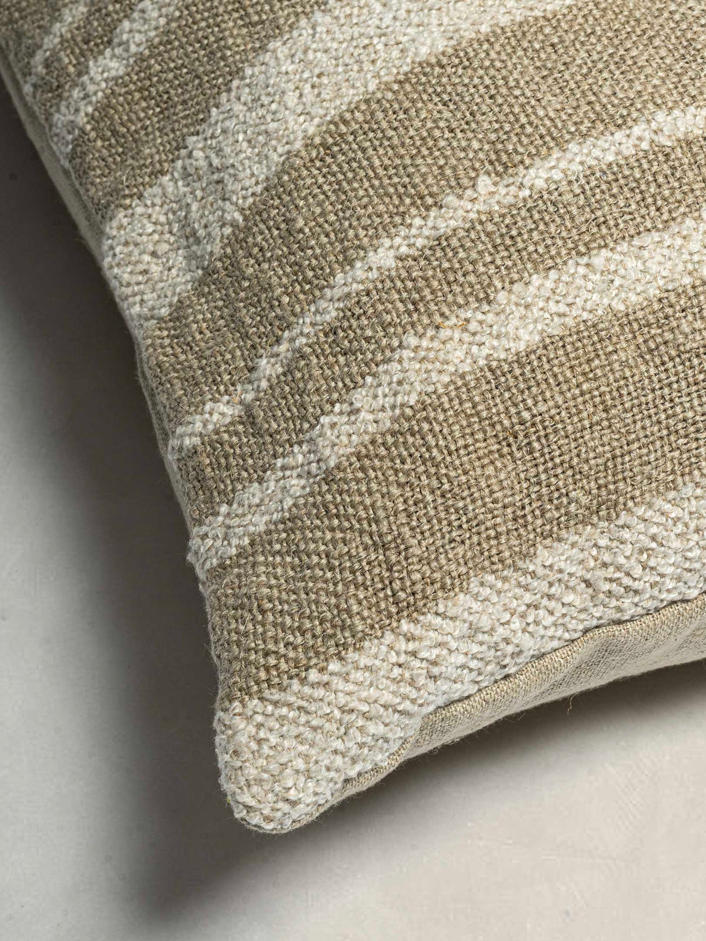Woven Cushion Cover with Plain Natural Linen at the back