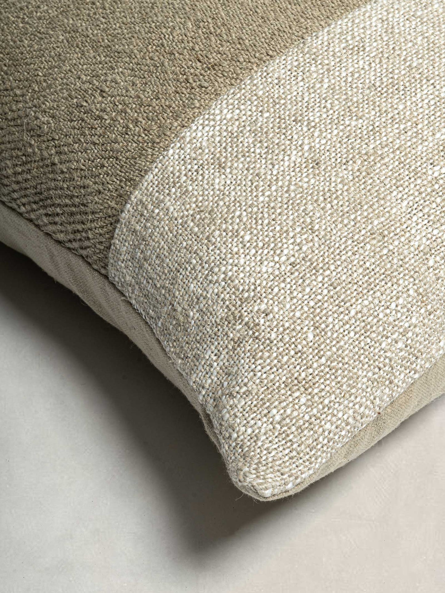 Woven Cushion Cover with Plain Natural Linen at the back