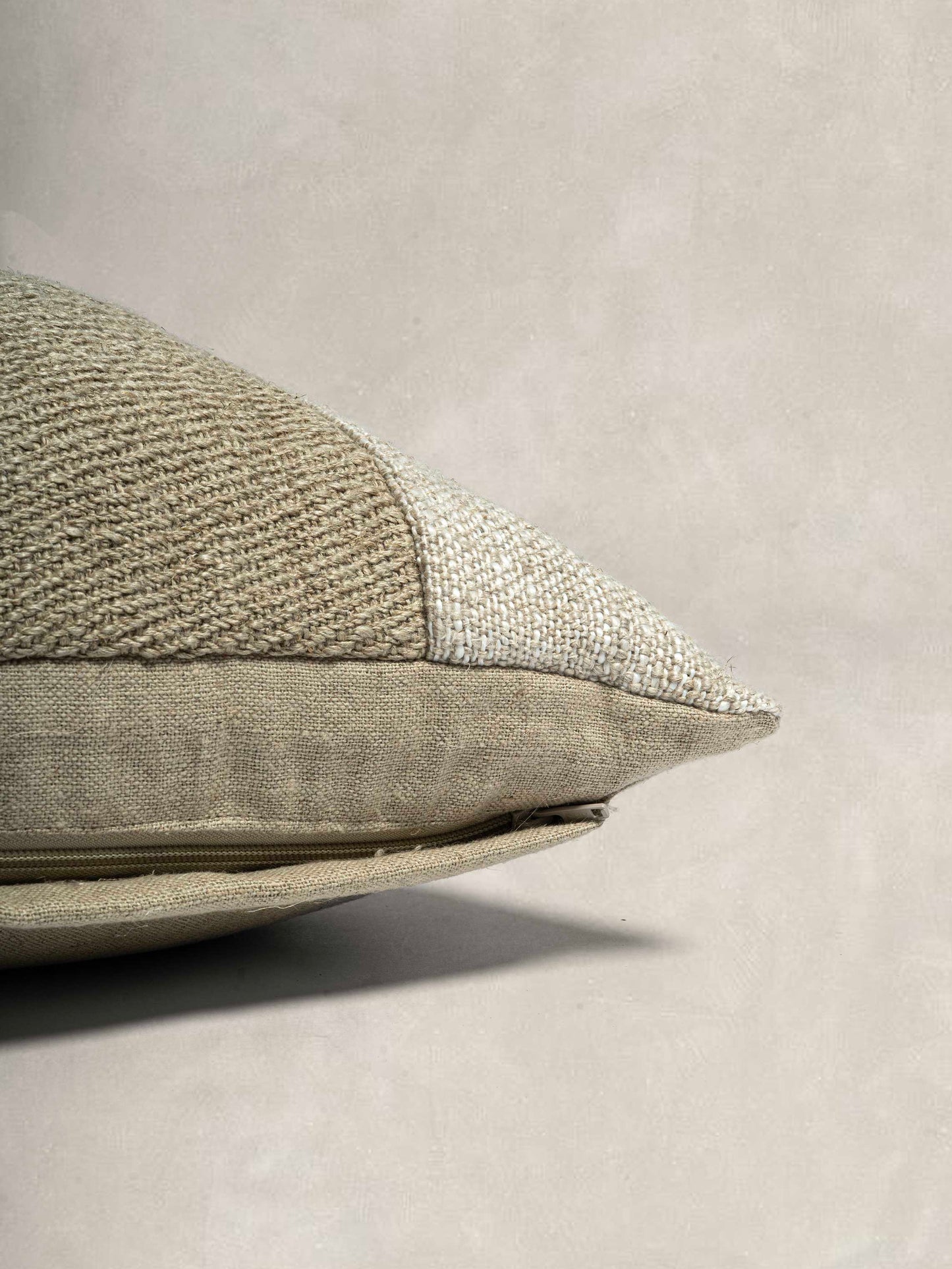 Woven Cushion Cover with Plain Natural Linen at the back
