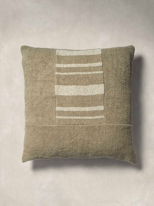 Woven Cushion Cover with Plain Natural Linen at the back