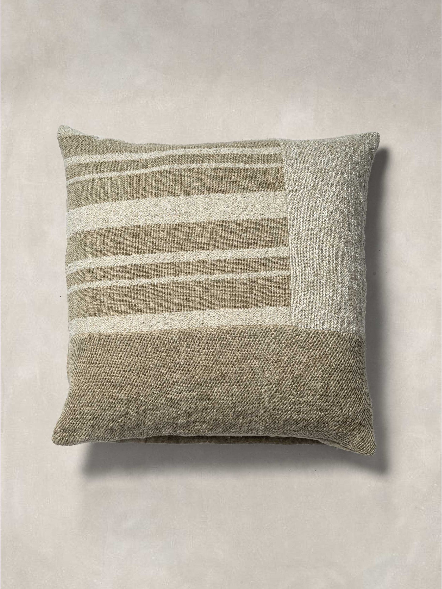 Woven Cushion Cover with Plain Natural Linen at the back