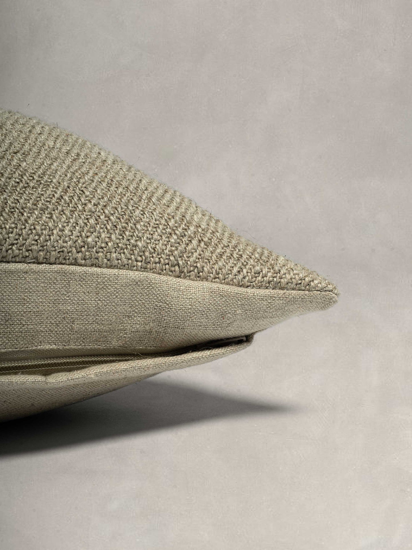 Woven Cushion Cover with Plain Natural Linen at the back